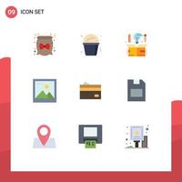 9 Universal Flat Color Signs Symbols of card creditcard creative photo image Editable Vector Design Elements