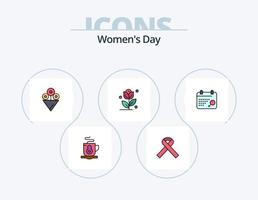 Womens Day Line Filled Icon Pack 5 Icon Design. woman. female. eight march. women vector