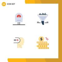 Modern Set of 4 Flat Icons Pictograph of machine medical filter sort money Editable Vector Design Elements