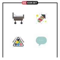 4 Universal Flat Icons Set for Web and Mobile Applications bed pool rocket ball chat Editable Vector Design Elements