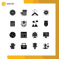 Set of 16 Vector Solid Glyphs on Grid for accounting payments graph money dividends Editable Vector Design Elements