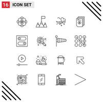 16 Universal Outline Signs Symbols of toggle control plane document money Editable Vector Design Elements