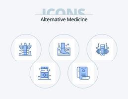 paquete de iconos azul de medicina alternativa 5 diseño de iconos. peso. pesa. medicamento. bienestar. spa vector