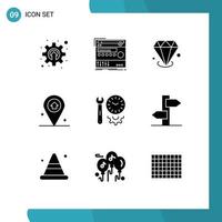 9 User Interface Solid Glyph Pack of modern Signs and Symbols of options house studio navigation jewelry Editable Vector Design Elements