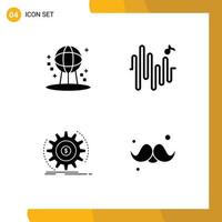 Stock Vector Icon Pack of 4 Line Signs and Symbols for astronomy income world wave money Editable Vector Design Elements