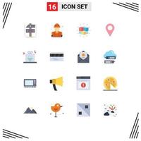 Pack of 16 Modern Flat Colors Signs and Symbols for Web Print Media such as build box developer fire puzzle Editable Pack of Creative Vector Design Elements