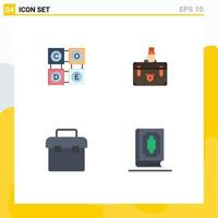 4 Universal Flat Icon Signs Symbols of code marketing education business box Editable Vector Design Elements