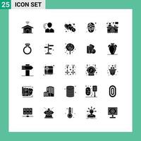 Modern Set of 25 Solid Glyphs and symbols such as facial dating personal time heart Editable Vector Design Elements