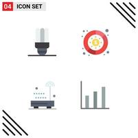 4 User Interface Flat Icon Pack of modern Signs and Symbols of energy saving sound diagram money finance Editable Vector Design Elements