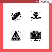 Set of 4 Commercial Solid Glyphs pack for baking hazard thanks day web cart Editable Vector Design Elements