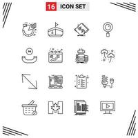 Set of 16 Modern UI Icons Symbols Signs for all time magnifying board magnifier electronic Editable Vector Design Elements