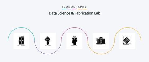 Data Science And Fabrication Lab Glyph 5 Icon Pack Including analysis. data. test. sharing. head vector