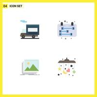 Group of 4 Modern Flat Icons Set for transport image vehicle management nature Editable Vector Design Elements