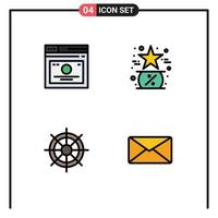 4 Thematic Vector Filledline Flat Colors and Editable Symbols of layout star quicklinks favorite ship Editable Vector Design Elements