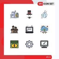 Universal Icon Symbols Group of 9 Modern Filledline Flat Colors of performance management hat comet meteor Editable Vector Design Elements