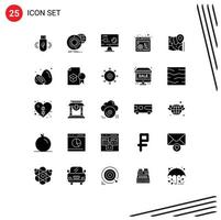 Set of 25 Modern UI Icons Symbols Signs for map panel services web control sport Editable Vector Design Elements