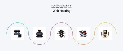 Web Hosting Line Filled Flat 5 Icon Pack Including safe. database. light. digital. data vector