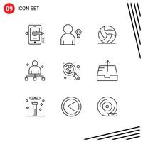 9 Universal Outline Signs Symbols of head chief ribbon captain sport Editable Vector Design Elements