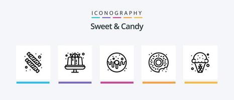 Sweet And Candy Line 5 Icon Pack Including food. donut. sweets. dessert. sweets. Creative Icons Design vector