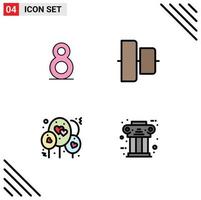 Mobile Interface Filledline Flat Color Set of 4 Pictograms of eight greek align balloon ancient Editable Vector Design Elements