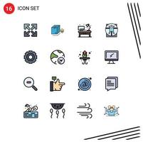 Mobile Interface Flat Color Filled Line Set of 16 Pictograms of job basic living scane man Editable Creative Vector Design Elements