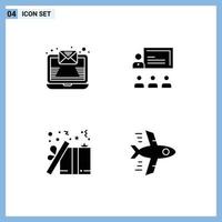 Group of Modern Solid Glyphs Set for email box teamwork leadership present Editable Vector Design Elements