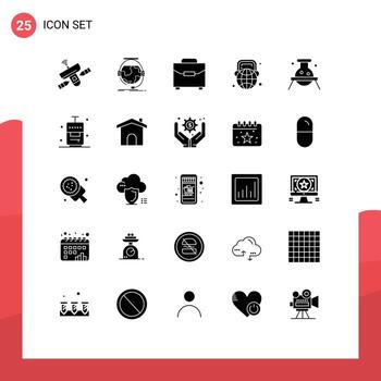 25 Solid Glyph concept for Websites Mobile and Apps world globe e learning education payment Editable Vector Design Elements