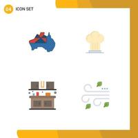 conjunto moderno de 4 iconos y símbolos planos como australia cook flag cooker alimentos elementos de diseño vectorial editables vector