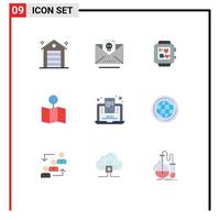 Group of 9 Modern Flat Colors Set for blogging blog mobile medical pin map Editable Vector Design Elements