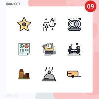 User Interface Pack of 9 Basic Filledline Flat Colors of paper minus kitchen plus cons Editable Vector Design Elements