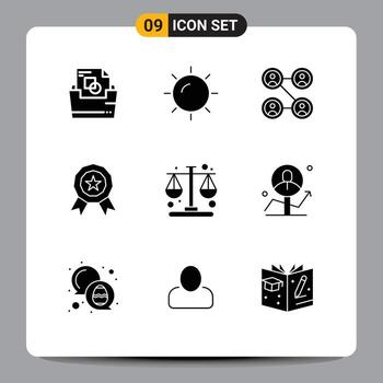 9 Solid Glyph concept for Websites Mobile and Apps user time friends management reward Editable Vector Design Elements