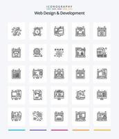 Creative Web Design And Development 25 OutLine icon pack  Such As web. design. edit. support. laptop vector
