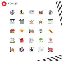 Flat Color Pack of 25 Universal Symbols of culture architecture class settings product Editable Vector Design Elements