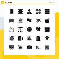 Editable Vector Line Pack of 25 Simple Solid Glyphs of furniture happy storage emojis playback Editable Vector Design Elements