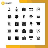 Group of 25 Solid Glyphs Signs and Symbols for home advertisement location server computer Editable Vector Design Elements