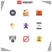 Set of 9 Modern UI Icons Symbols Signs for halloween scary ginger furniture head brian Editable Vector Design Elements