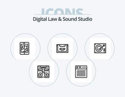 Digital Law And Sound Studio Line Icon Pack 5 Icon Design. midi. hardware. live. controller. screen vector