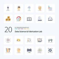 20 Data Science And Fabrication Lab Flat Color icon Pack like tools engineering tech workshop diy vector