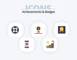 logros e insignias paquete de iconos planos 5 diseño de iconos. medalla. insignias premio. Insignia. premios vector