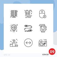 Group of 9 Outlines Signs and Symbols for reputation public computers pr mouse Editable Vector Design Elements