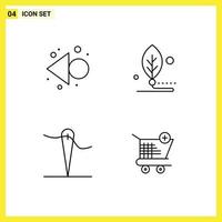 Set of 4 Modern UI Icons Symbols Signs for arrow needle artificial leaf cart Editable Vector Design Elements