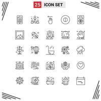 User Interface Pack of 25 Basic Lines of love symbols team beliefs left Editable Vector Design Elements