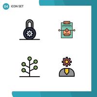 Modern Set of 4 Filledline Flat Colors Pictograph of control nature workflow settings call Editable Vector Design Elements