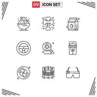 9 Creative Icons Modern Signs and Symbols of antivirus vehicles halloween steering pack Editable Vector Design Elements