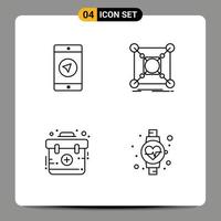 Group of 4 Modern Filledline Flat Colors Set for application aid poniter connection first Editable Vector Design Elements