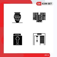 Pictogram Set of 4 Simple Solid Glyphs of amphora server jar centre halloween Editable Vector Design Elements