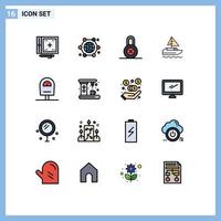 Universal Icon Symbols Group of 16 Modern Flat Color Filled Lines of machine indian internet ship protection Editable Creative Vector Design Elements