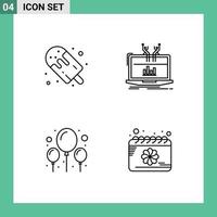 Modern Set of 4 Filledline Flat Colors Pictograph of candy platform popsicle analytical celebration Editable Vector Design Elements