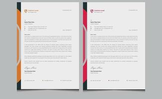 Abstract simple clean minimal modern professional creative corporate identity business style letterhead design template red orange dark blue color combinations. vector