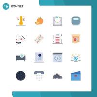 Pictogram Set of 16 Simple Flat Colors of cloud bridge sun food passage Editable Pack of Creative Vector Design Elements